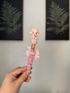 Pink Skullpanda Beaded Pen